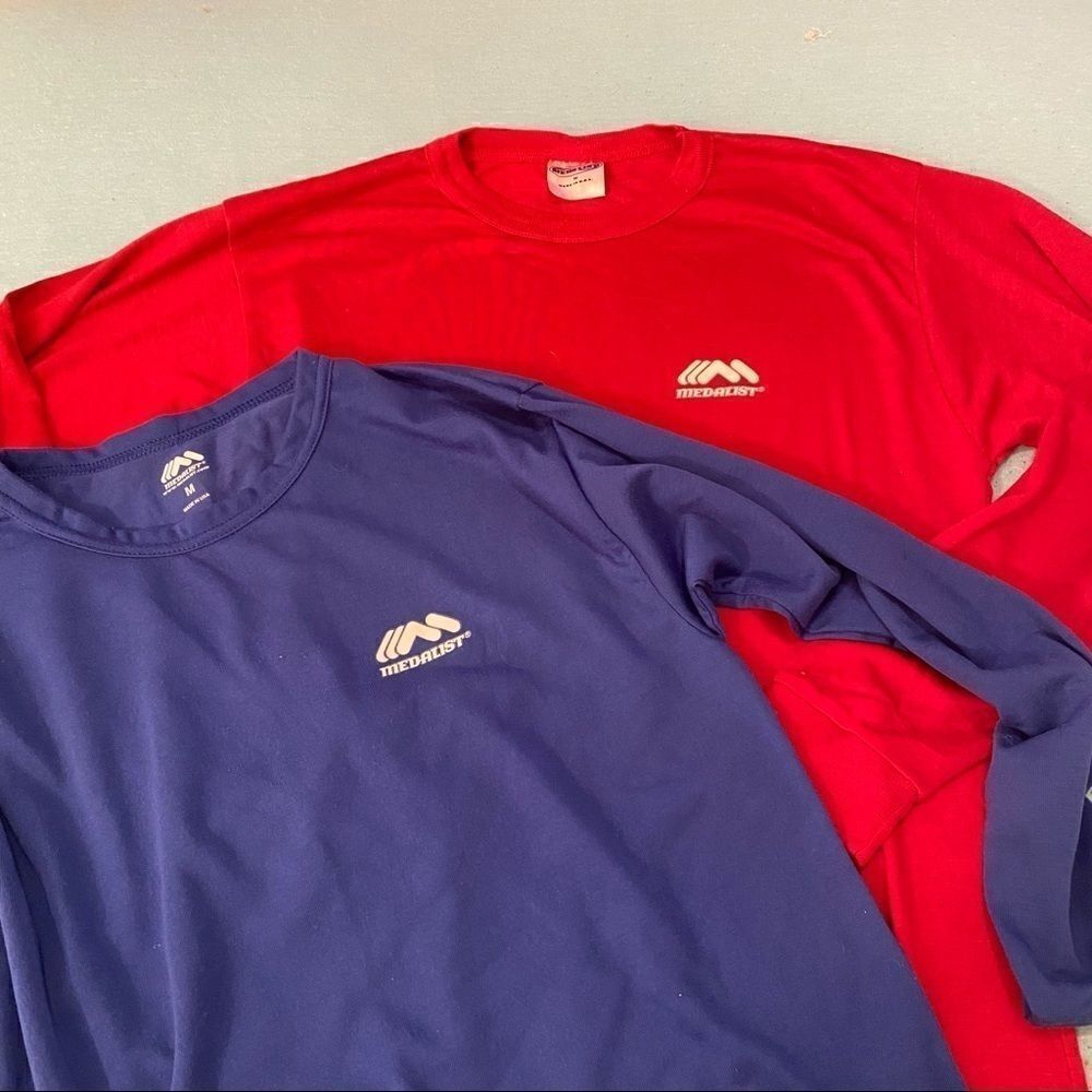 2 medalist blue/red long sleeve t shirts m…